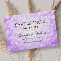 Elegant Script Wedding Purple Bokeh Lights