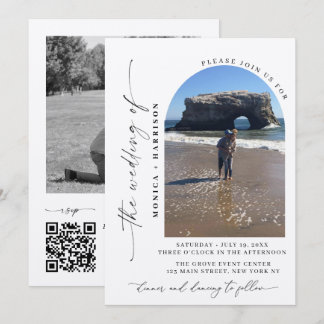 Elegant Script Wedding QR Code Invitation