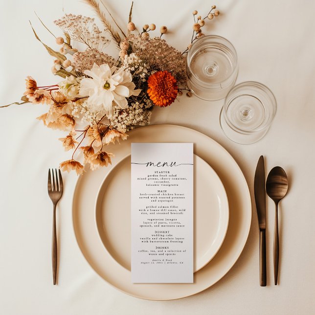 Elegant Script Wedding Reception Dinner Menu (Creator Uploaded)