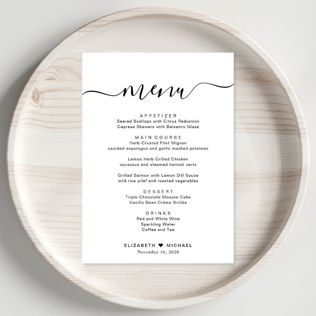 Elegant Script Wedding Reception Menu (Creator Uploaded)