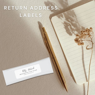  Elegant script wedding return address Label
