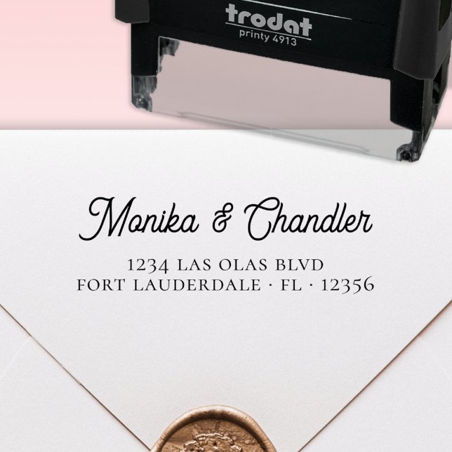 Elegant Script Wedding Return Address  Self-inking Stamp (Creator Uploaded)