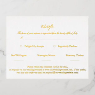 Elegant Script Wedding RSVP Real Gold Foil Invitation Postcard
