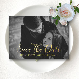 Elegant Script Wedding Save the Date Custom Photo