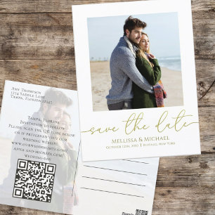 Elegant Script Wedding Save the Date Photo Postcard