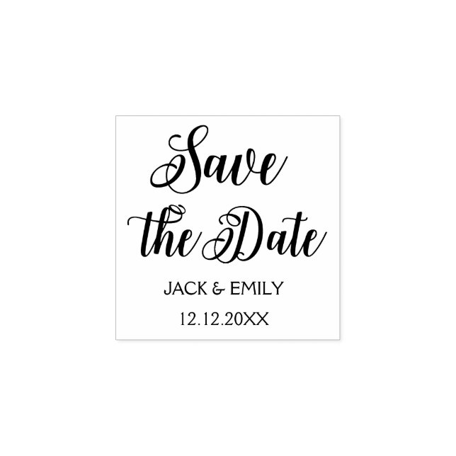 Elegant Script Wedding Save the Date Rubber Stamp (Imprint)