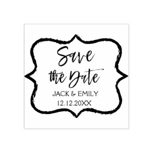 Elegant Script Wedding Save the Date Rubber Stamp