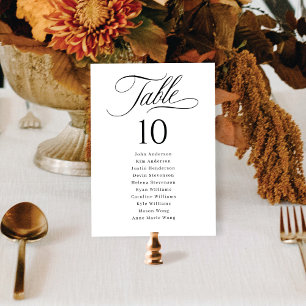 Elegant Script Wedding Seating Chart Table Numbers