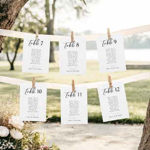 Elegant Script Wedding Table Number & Names
