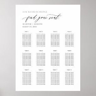 Elegant Script Wedding Table Seating Chart