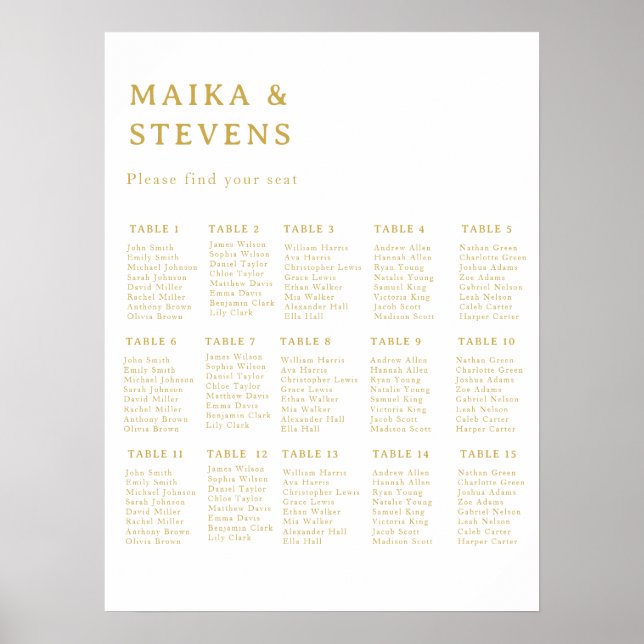 Elegant Script Wedding Table Seating Chart Foam (Front)