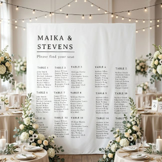 Elegant Script Wedding Table Seating Chart Foam Tapestry