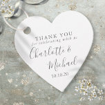 Elegant Script Wedding Thank You Heart Favour Tags<br><div class="desc">Featuring signature style names,  this elegant grey and white tag can be personalised with your special thank you information in chic grey lettering. Designed by Thisisnotme©</div>