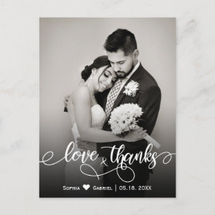 Elegant Script Wedding Thank You Photo Postcard