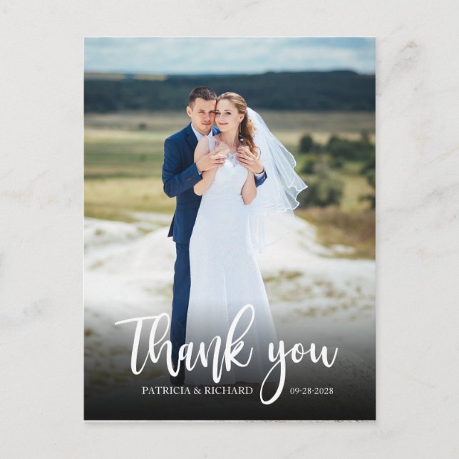 Elegant Script Wedding Thank You Photo Postcard (Front)