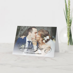 Elegant Script Wedding Thank You w. Photo Collage