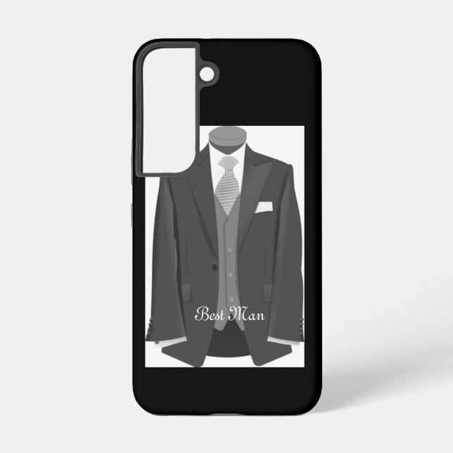 Elegant Script Wedding Tuxedo Suit Best Man Samsung Galaxy S22 Case (Back)