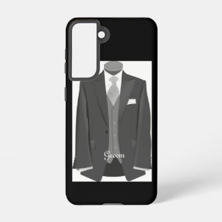 Elegant Script Wedding Tuxedo Suit Groom  Samsung Galaxy Case