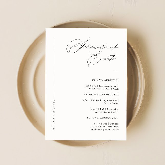 Elegant Script Wedding Weekend Schedule Of Events Enclosure Card (Creator Uploaded)