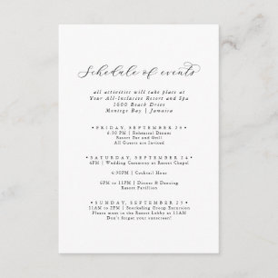 Elegant Script Wedding Weekend Schedule of Events Enclosure Card