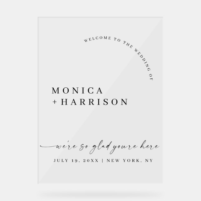 Elegant Script Wedding Welcome Framed Print Acrylic Sign (Front)