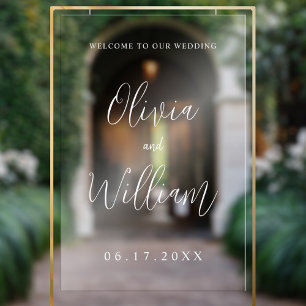 Elegant Script Wedding Welcome Transparent Acrylic Sign