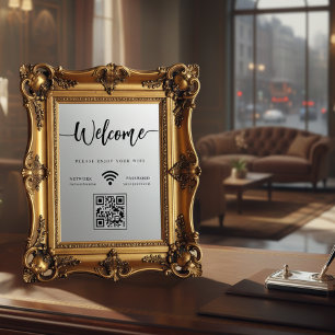 Elegant Script Welcome WIFI Scannable QR Code