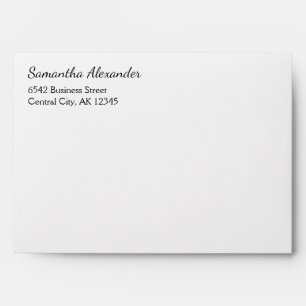 Elegant Script White Black Address Envelope