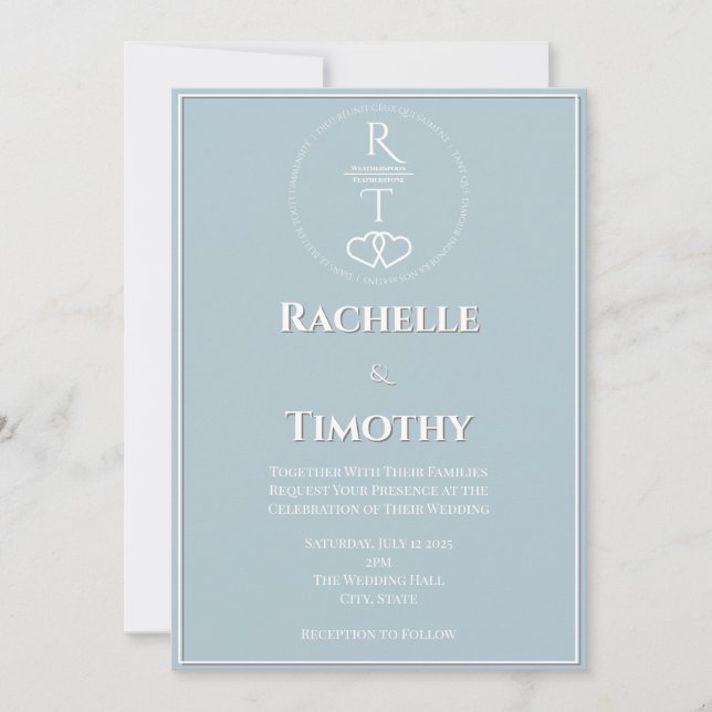 Elegant Script White Grey Editable Wedding Invitation (Front)