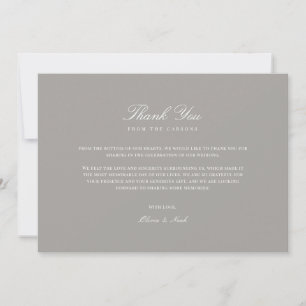 Elegant Script White & Grey Thank you Card