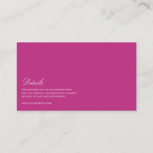 Elegant Script White & Magenta Wedding Details  Enclosure Card