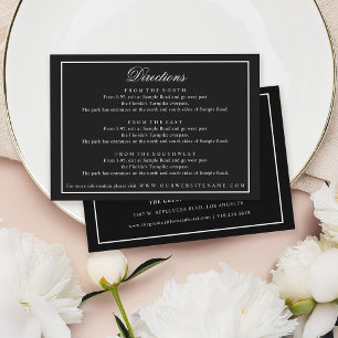 Elegant Script White on Black Wedding Enclosure Card