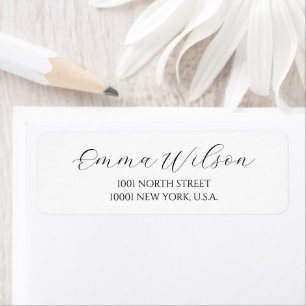 Elegant Script White Return Address Labels
