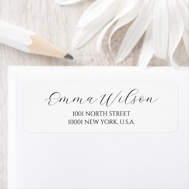 Elegant Script White Return Address Labels (Insitu)
