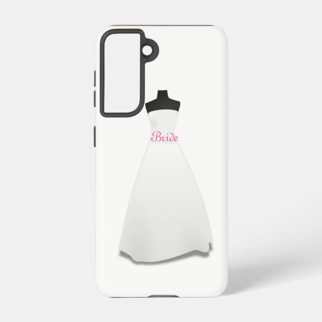 Elegant Script White Wedding Dress Bride  Samsung Galaxy S21 Case (Back)