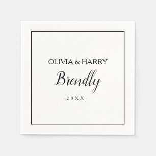 Elegant Script   White Wedding Paper Napkin