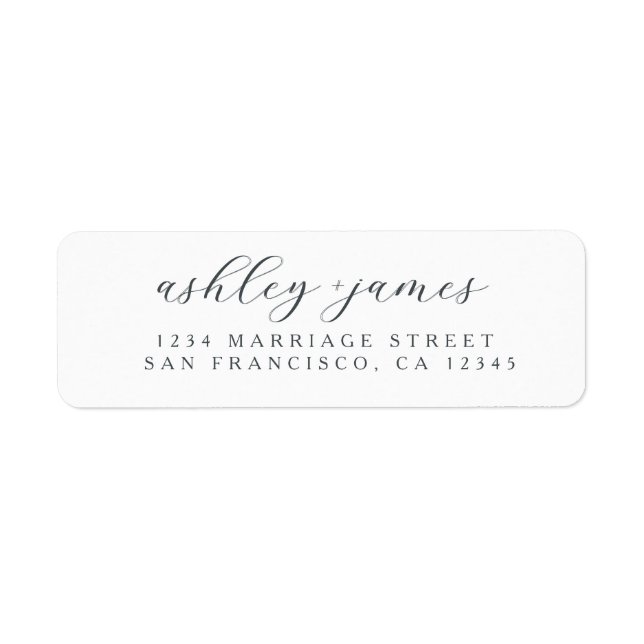 Elegant Script White Wedding Return Address Label (Front)
