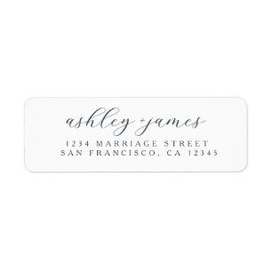 Elegant Script White Wedding Return Address Return Address Label