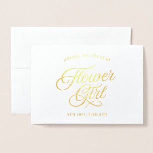 Elegant Script Will You Be My Flower Girl Foil Card