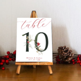 Elegant Script Winter Berries Table 10 Number