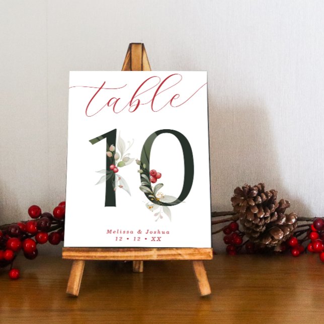Elegant Script Winter Berries Table 10 Table Number (Creator Uploaded)