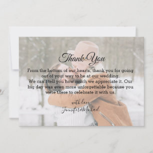 Elegant Script Winter Wedding Photo Thank You Card