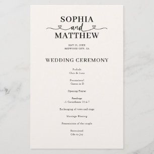 Elegant Script with Heart Wedding Program