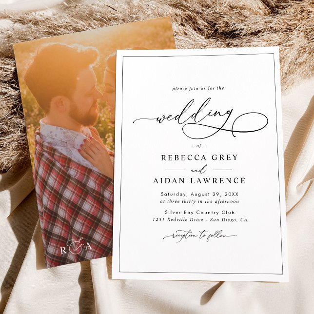 Elegant Script with Photo Back Wedding Invitation (Creator Uploaded)