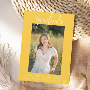 Elegant Script Yellow Graduation Announcement