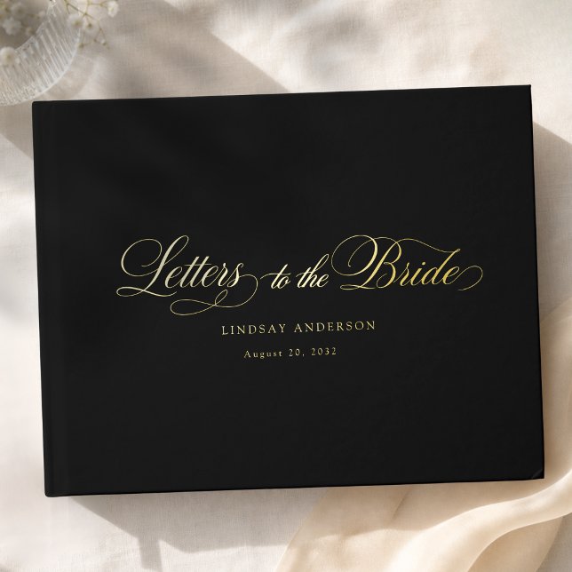 Elegant Scripted Black Bridal Shower Guest Book (Elegant Scripted Black Bridal Shower Foil Guest Book)