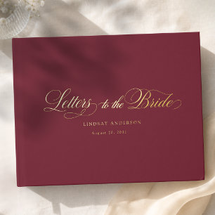 Elegant Scripted Burgundy Bridal Shower Guest Book