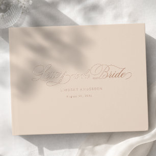 Elegant Scripted Font Beige-Brown Bridal Shower Guest Book