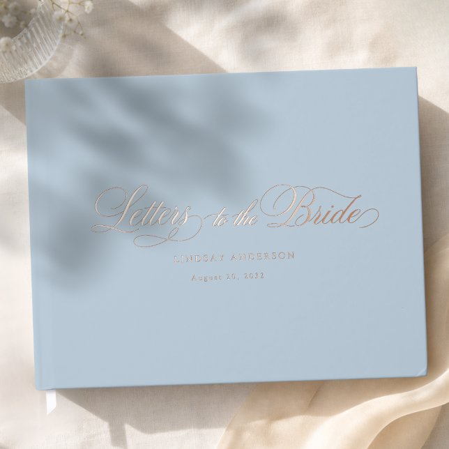 Elegant Scripted Font Blue Bridal Shower Guest Book (Elegant Scripted Font Blue Bridal Shower Foil Guest Book)