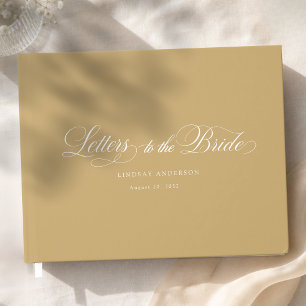 Elegant Scripted Font Champagne Gold Bridal Shower Guest Book